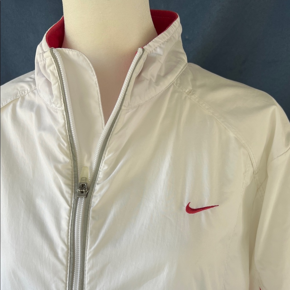 Nike White Jacket with Pink Swoosh and Trim